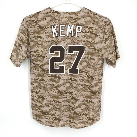 San Diego Padres Mens Shirt XL Kemp Short Sleeve Button Up Camo MLB Baseball - Picture 2 of 15